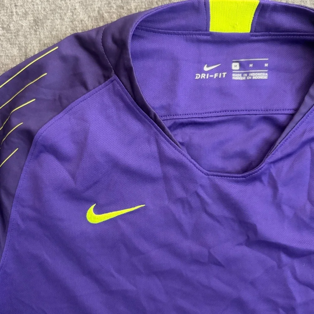 Nike Dri-FIT Mens Purple Volt Yellow Long Sleeve Soccer Training Jersey Size M